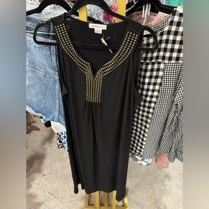 Liz Claiborne Black Dress with Gold Accents